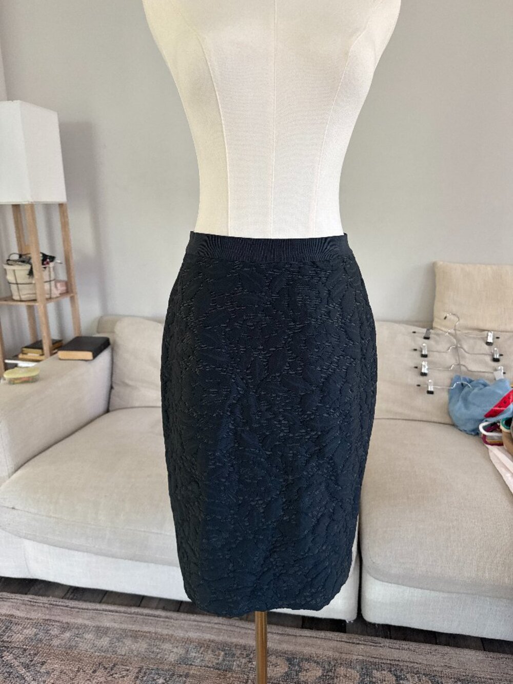 Ann Taylor Dark Teal Lace Pencil Skirt Size 2 Classic Career Midi Skirt